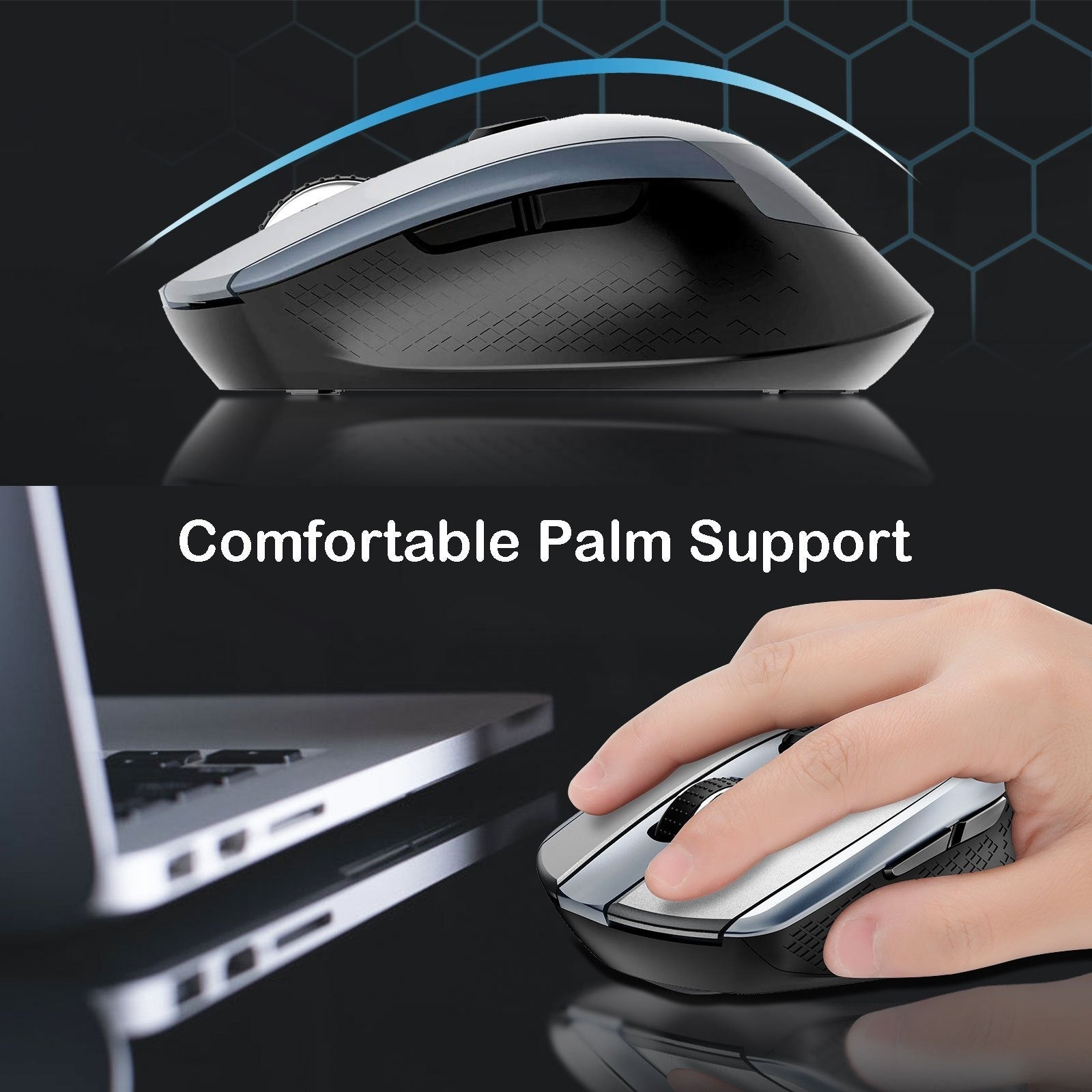 Cimetech Wireless Mouse, Sleek Rechargeable Quiet Mouse, LED Computer Mice with Dual Functionality, Works with Ipad, Laptop, PC, Mac, And Windows