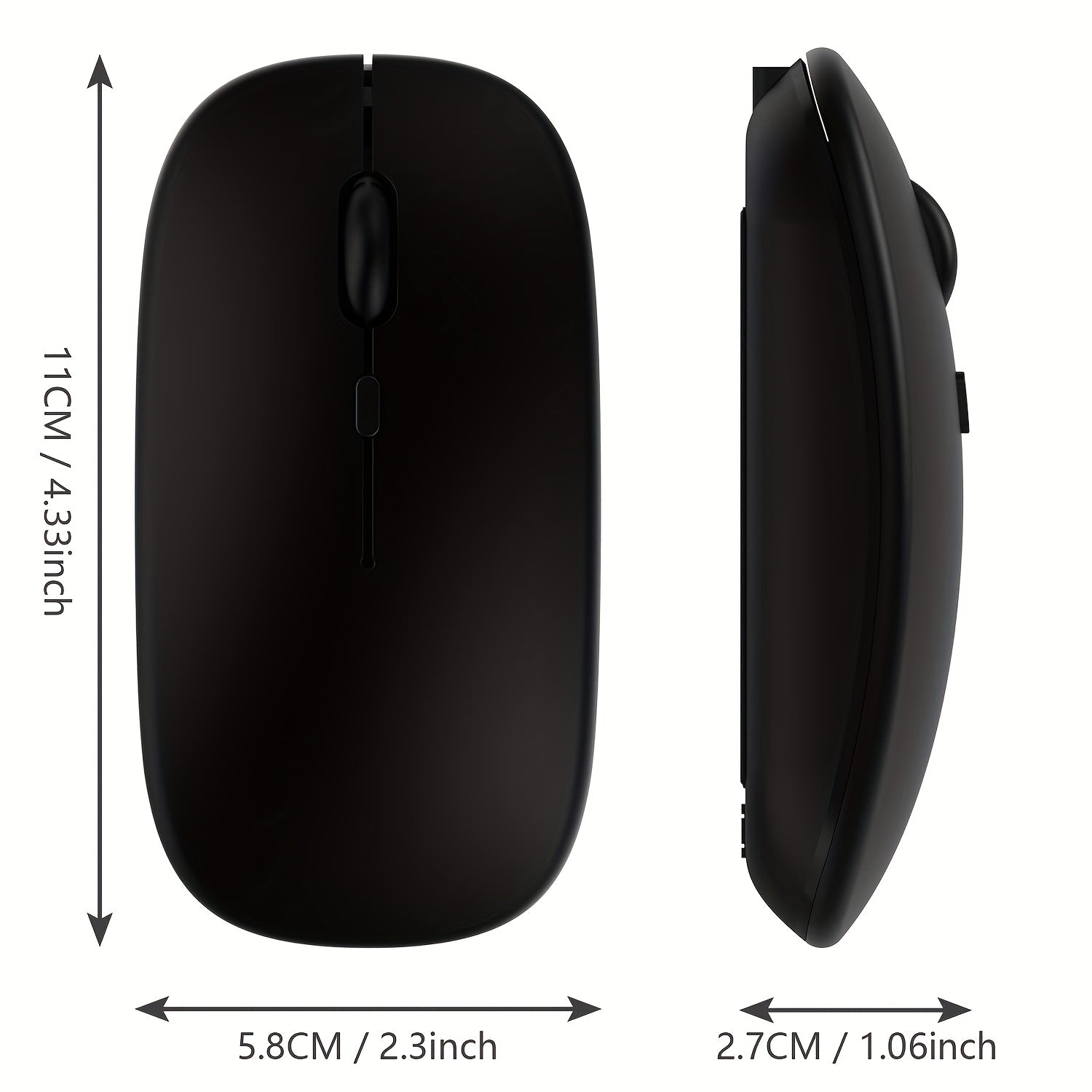 Wireless Bluetooth Mouse, Dual-Mode Rechargeable 2.4G Portable Computer Mouse with Cable, for Windows Laptop and Mac Desktop, USB Receiver, Black