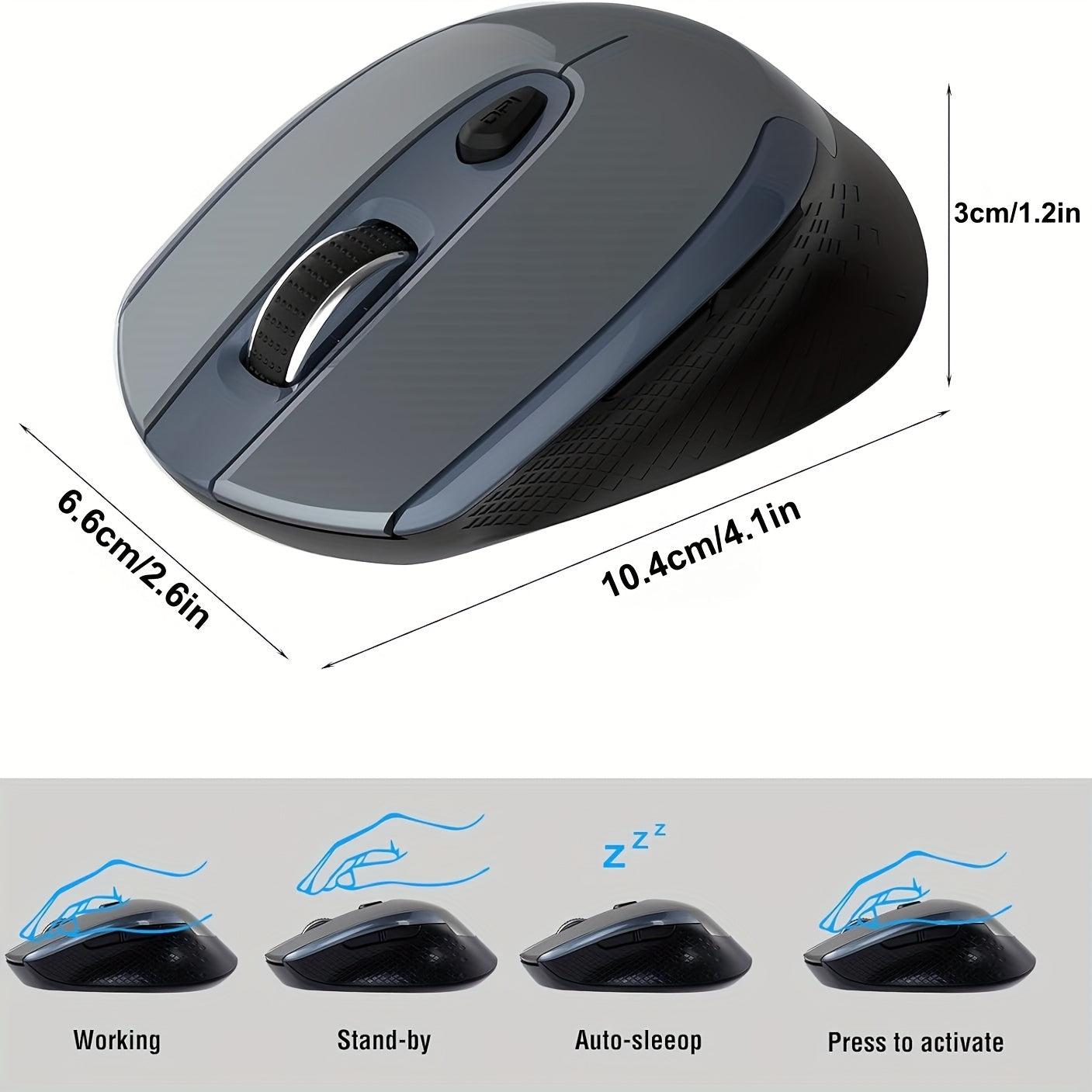 Cimetech Wireless Mouse, Sleek Rechargeable Quiet Mouse, LED Computer Mice with Dual Functionality, Works with Ipad, Laptop, PC, Mac, And Windows