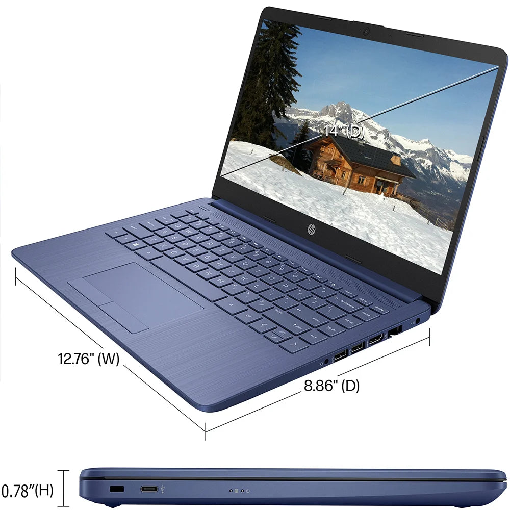 HP Newest 14" Business Laptop,Ultral Light Laptop,Intel Celeron N4120,16GB RAM,64GB eMMC,1 Year Office 365,Win 11 S,Royal Blue