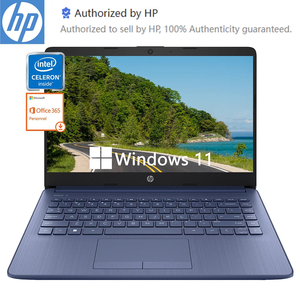 HP Newest 14" Business Laptop,Ultral Light Laptop,Intel Celeron N4120,16GB RAM,64GB eMMC,1 Year Office 365,Win 11 S,Royal Blue