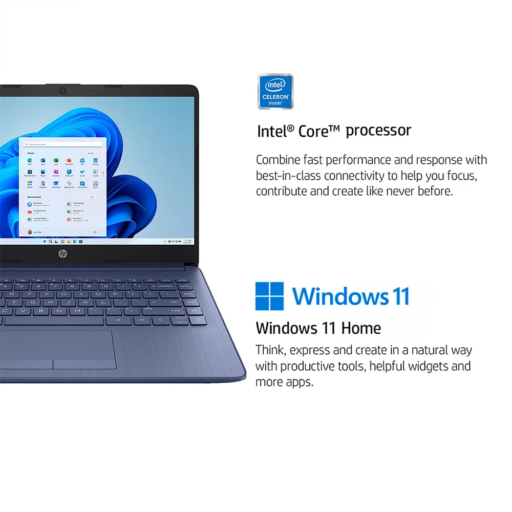 HP Newest 14" Business Laptop,Ultral Light Laptop,Intel Celeron N4120,16GB RAM,64GB eMMC,1 Year Office 365,Win 11 S,Royal Blue