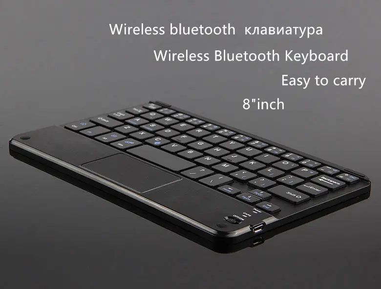 Touchpad Wireless Bluetooth Keyboard With Leather Case for iPad Tablet Phone Universal Portable Mini Wireless Bluetooth Keyboard