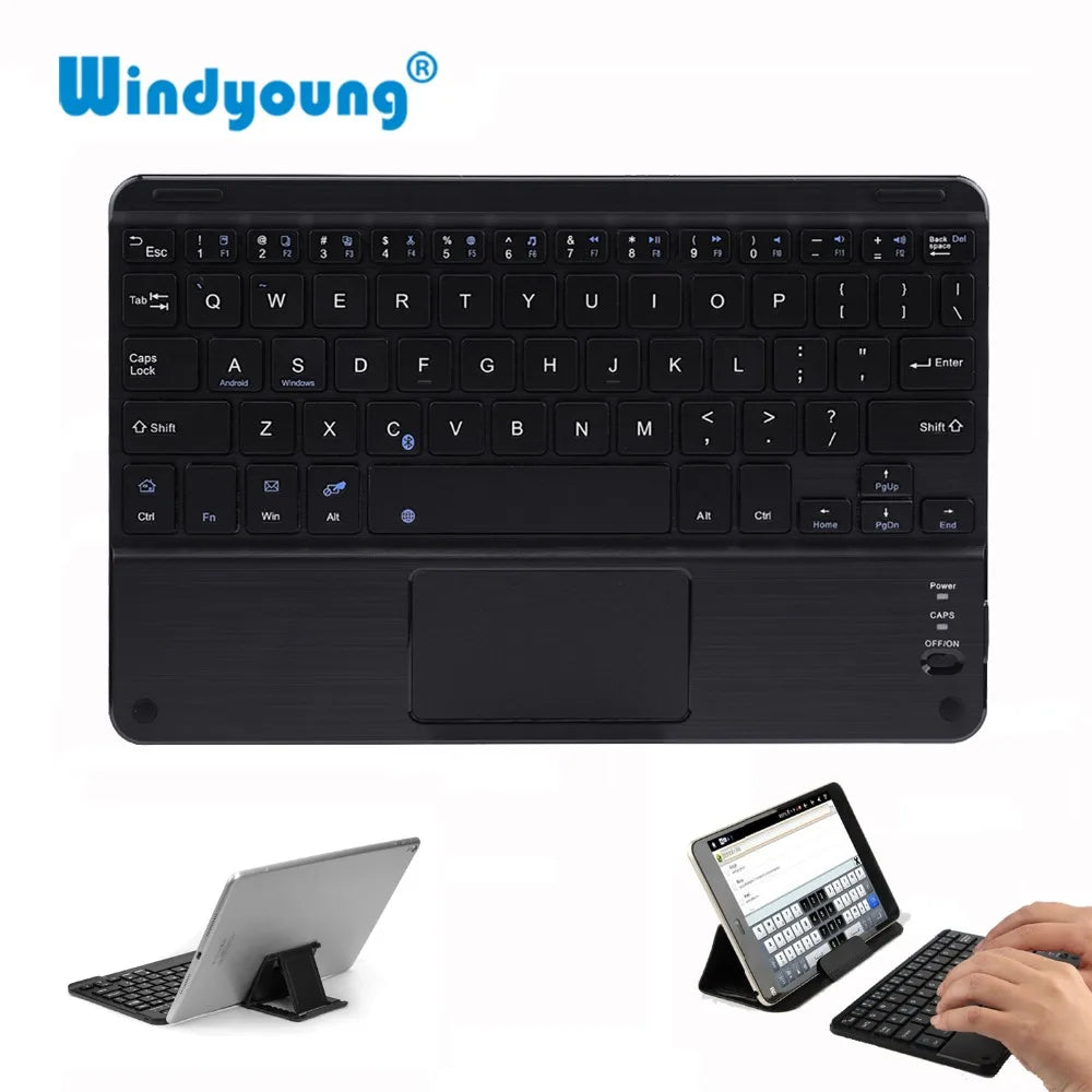 Touchpad Wireless Bluetooth Keyboard With Leather Case for iPad Tablet Phone Universal Portable Mini Wireless Bluetooth Keyboard