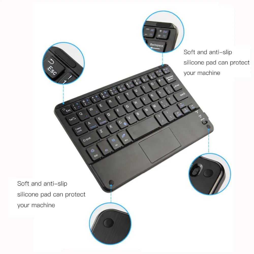 Touchpad Wireless Bluetooth Keyboard With Leather Case for iPad Tablet Phone Universal Portable Mini Wireless Bluetooth Keyboard