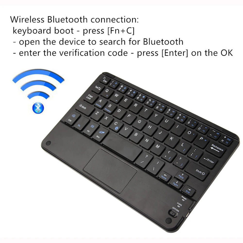 Touchpad Wireless Bluetooth Keyboard With Leather Case for iPad Tablet Phone Universal Portable Mini Wireless Bluetooth Keyboard