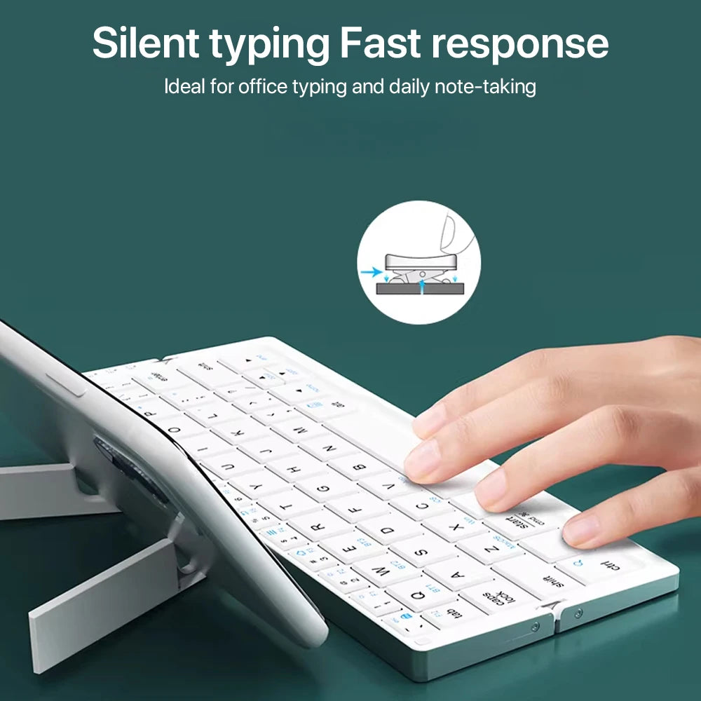 New Mini Folding Bluetooth Keyboard Wireles Keypad Support3 Devices With Stand Rechargeable for Phone Tablet Portuguese Keyboard