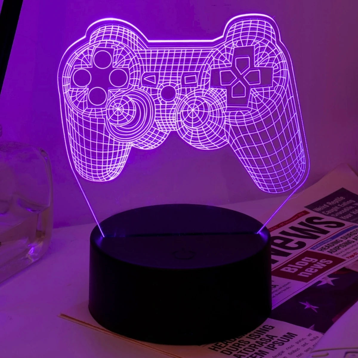 USB powered modern game controller LED night light, home bedroom table lamp, gamer birthday gift, lighting and decoration