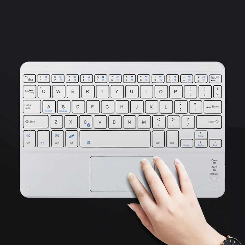 Touchpad Wireless Bluetooth Keyboard With Leather Case for iPad Tablet Phone Universal Portable Mini Wireless Bluetooth Keyboard