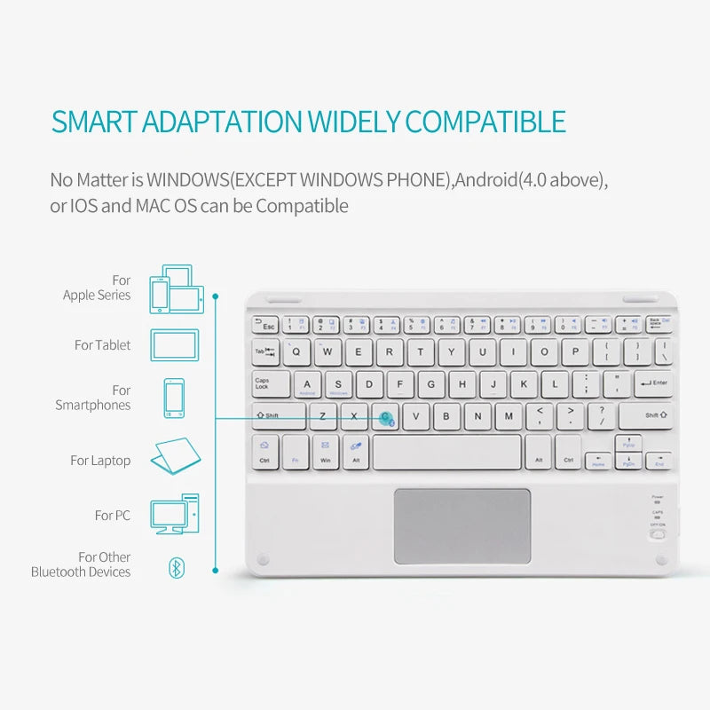 Touchpad Wireless Bluetooth Keyboard With Leather Case for iPad Tablet Phone Universal Portable Mini Wireless Bluetooth Keyboard