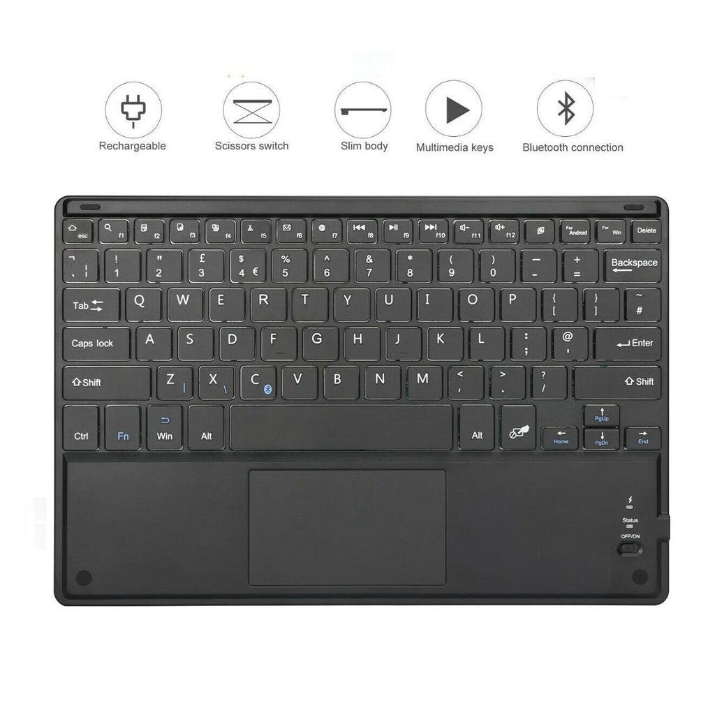 Touchpad Wireless Bluetooth Keyboard With Leather Case for iPad Tablet Phone Universal Portable Mini Wireless Bluetooth Keyboard