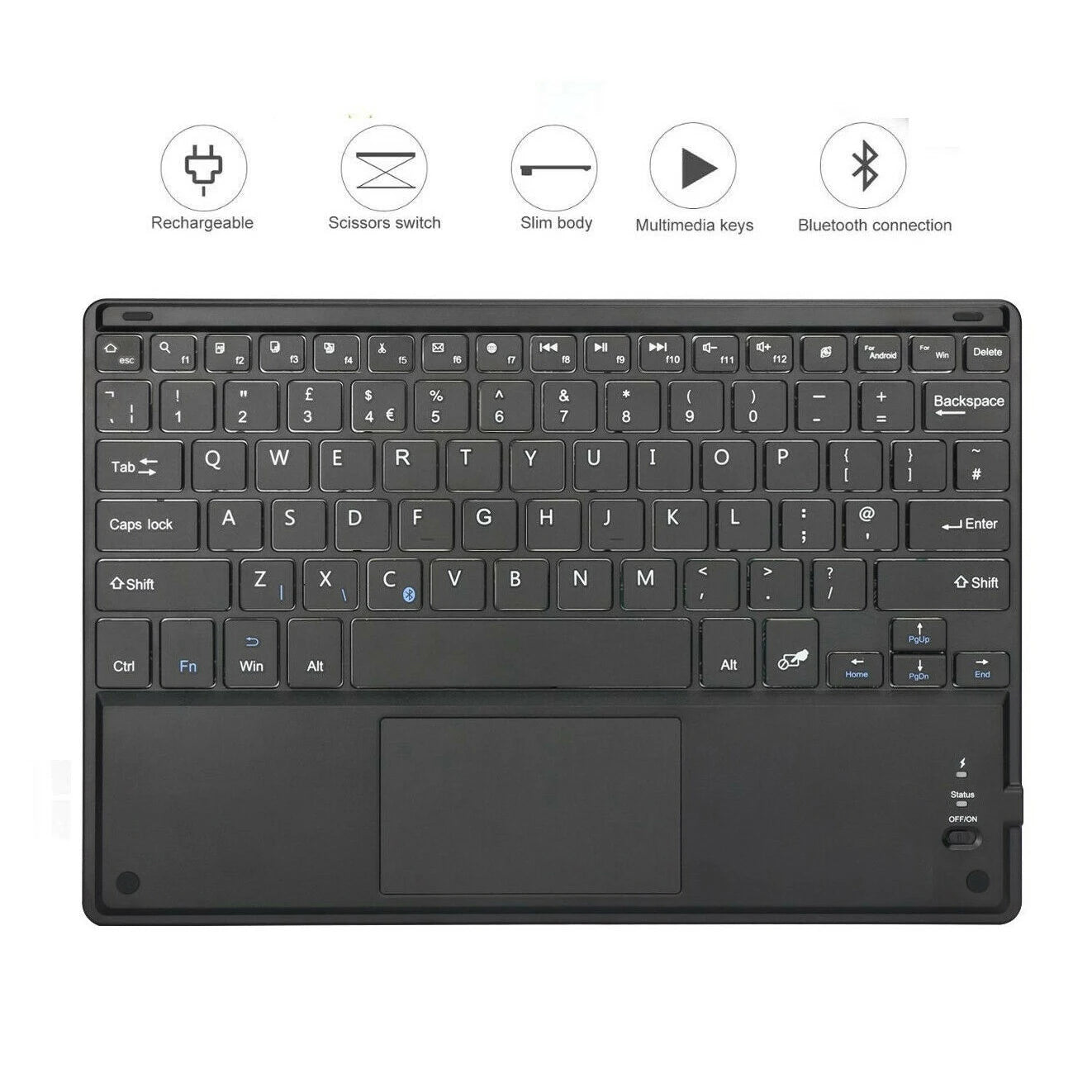 Touchpad Wireless Bluetooth Keyboard With Leather Case for iPad Tablet Phone Universal Portable Mini Wireless Bluetooth Keyboard