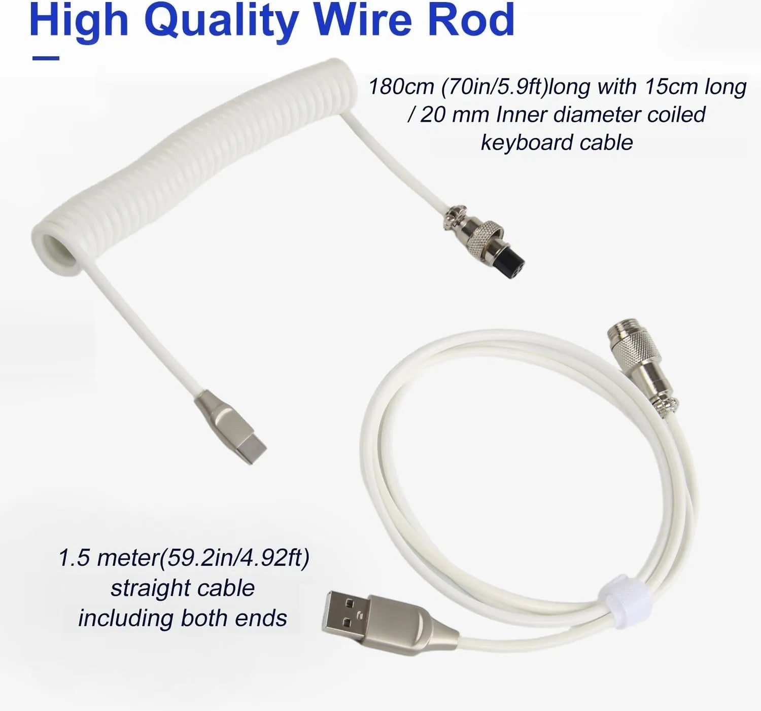 Mechanical Keyboard Coiled Cable USB Type C Mechanical Keyboard Aviator Desktop Computer Aviation Connector Cord Max 3M