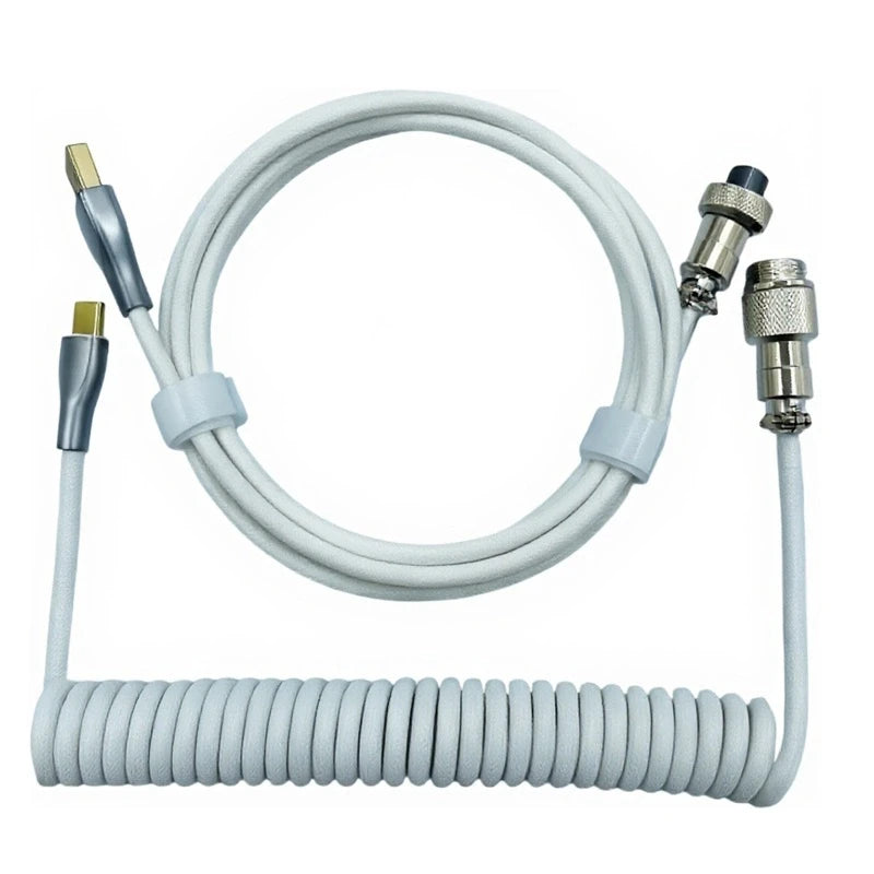 Mechanical Keyboard Coiled Cable USB Type C Mechanical Keyboard Aviator Desktop Computer Aviation Connector Cord Max 3M