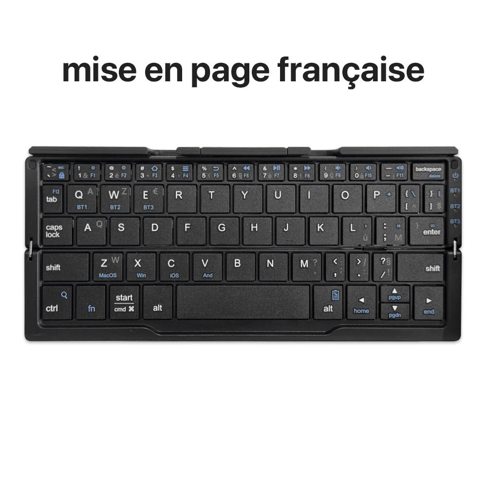 New Mini Folding Bluetooth Keyboard Wireles Keypad Support3 Devices With Stand Rechargeable for Phone Tablet Portuguese Keyboard