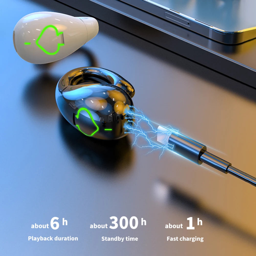 AX11 Bone Conduction Wireless Headphones IPX5 Waterproof Single Ear Clip Earphones Bluetooth Sport Gamer Headset With Mic Earbud