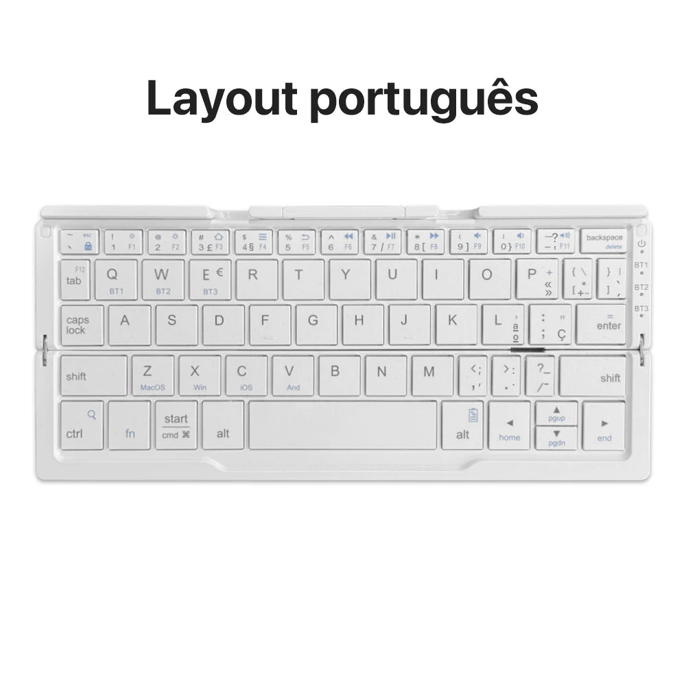 New Mini Folding Bluetooth Keyboard Wireles Keypad Support3 Devices With Stand Rechargeable for Phone Tablet Portuguese Keyboard