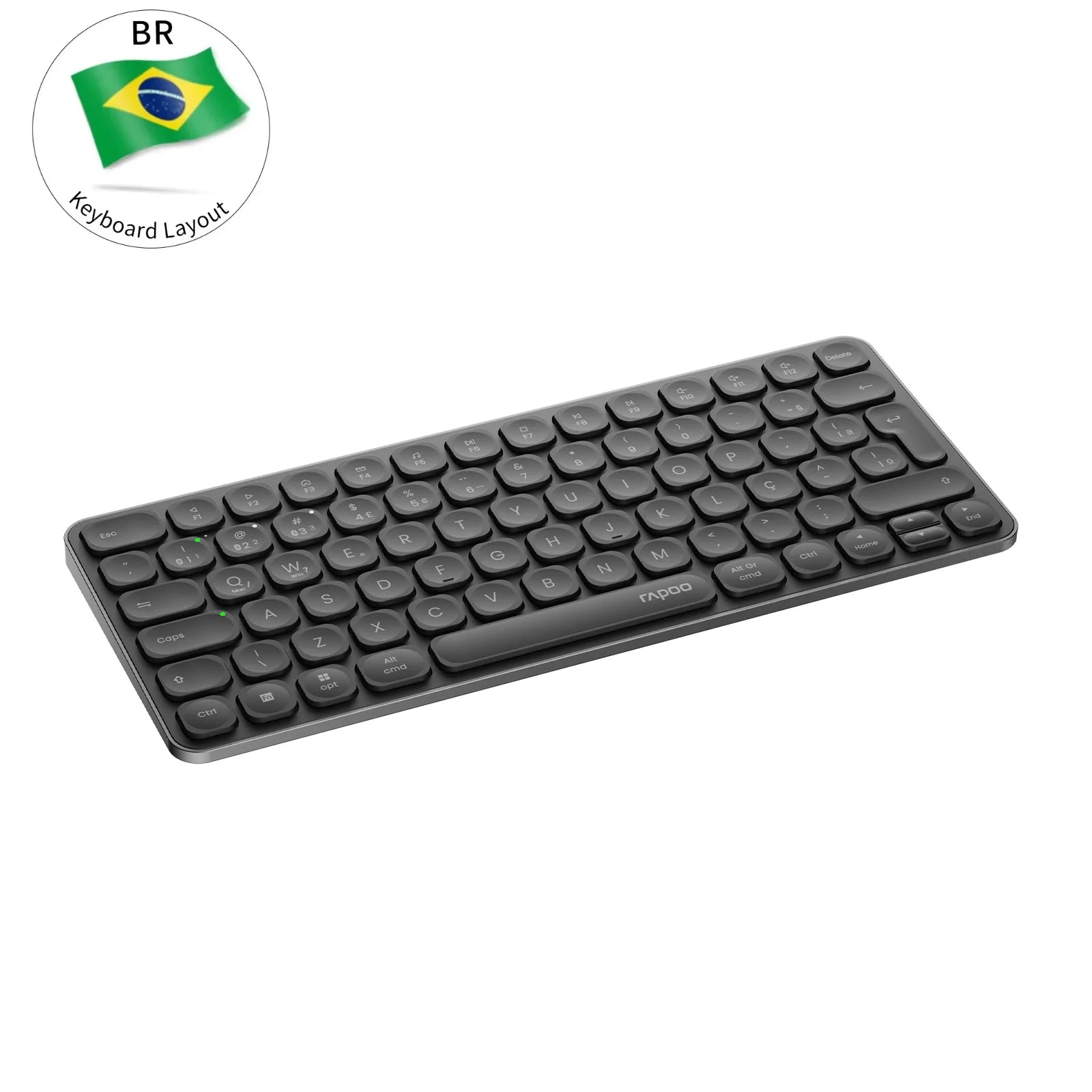 Rapoo E9050L/9010M ABNT2 Portuguese Brazil Multi-Device Bluetooth Wireless Keyboard Black Color with Multimedia Key