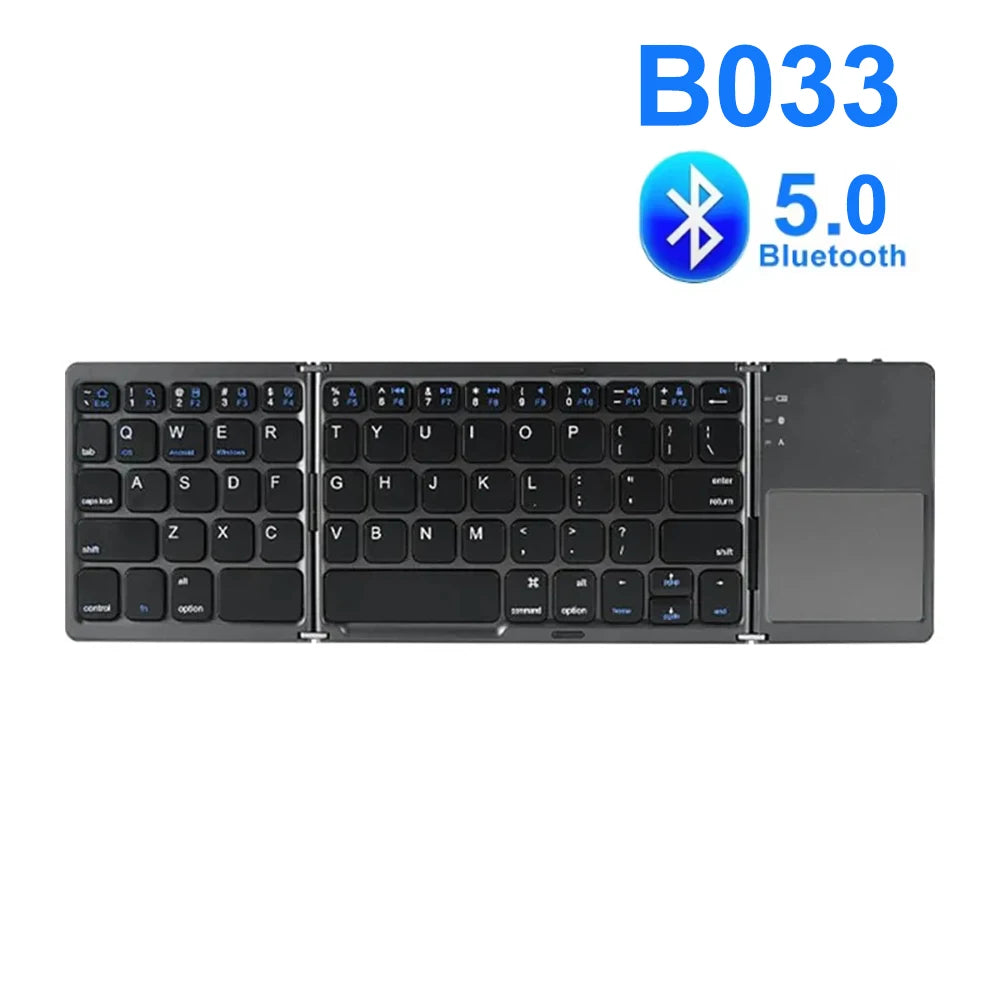 Bluetooth 5.0 Keyboard Tri-fold Keyboard Mini Keyboard with Touchpad Rechargeable Wireless Keyboard For Windows Android iOS