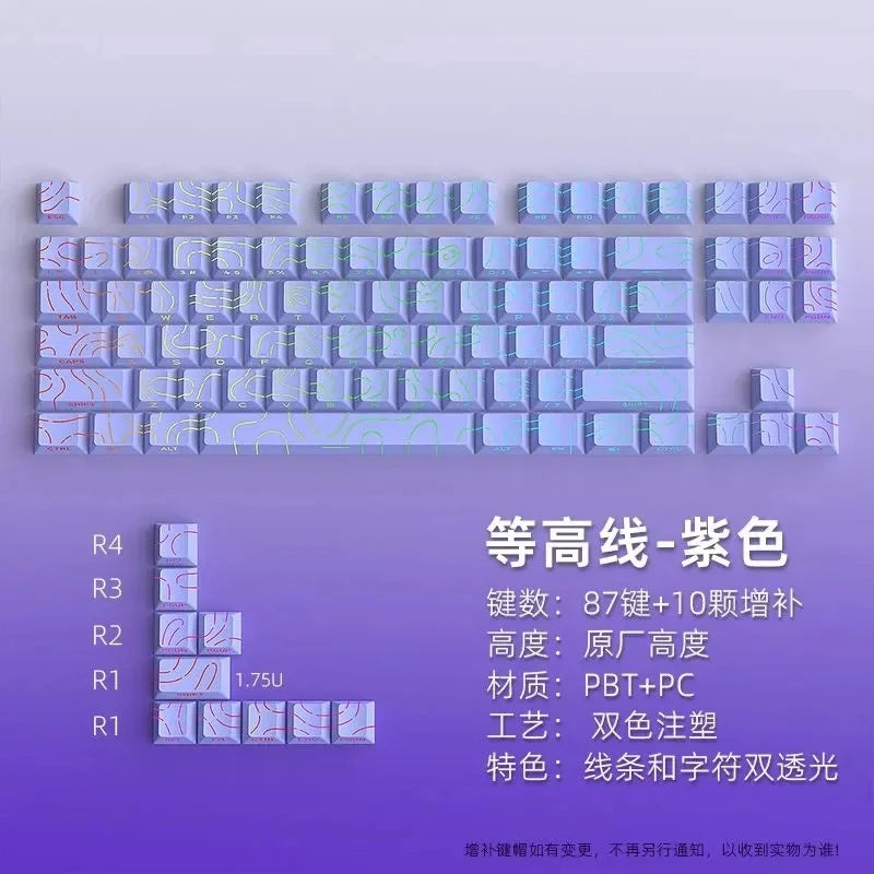 2025 Super Contour PBT Keycaps Side Glow Light Mechanical Keyboard Original Factory Height for 61/68/75/84/87 Keys Game Keyboard
