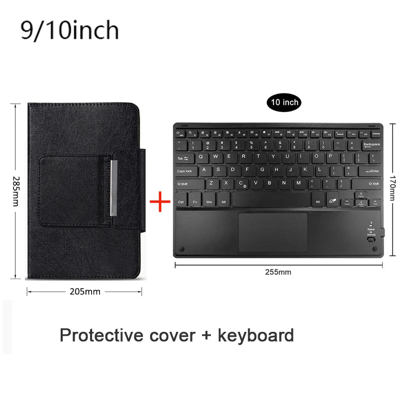Touchpad Wireless Bluetooth Keyboard With Leather Case for iPad Tablet Phone Universal Portable Mini Wireless Bluetooth Keyboard