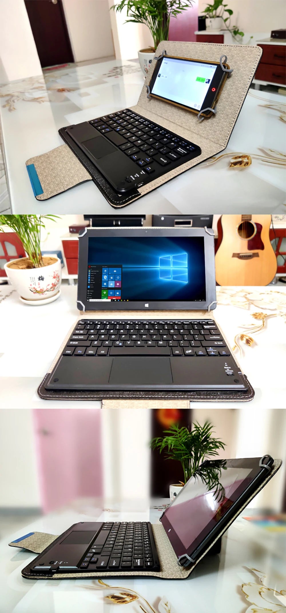 Touchpad Wireless Bluetooth Keyboard With Leather Case for iPad Tablet Phone Universal Portable Mini Wireless Bluetooth Keyboard