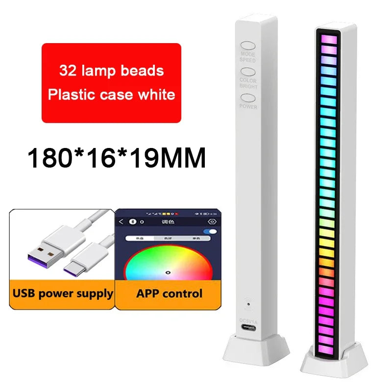 RGB LED Strip Light Music Sound Control Pickup Rhythm Ambient Lamp Atmosphere Night Lights For Bar Car Room TV Gaming Decoration