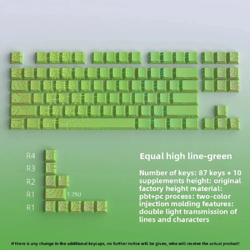 2025 Super Contour PBT Keycaps Side Glow Light Mechanical Keyboard Original Factory Height for 61/68/75/84/87 Keys Game Keyboard