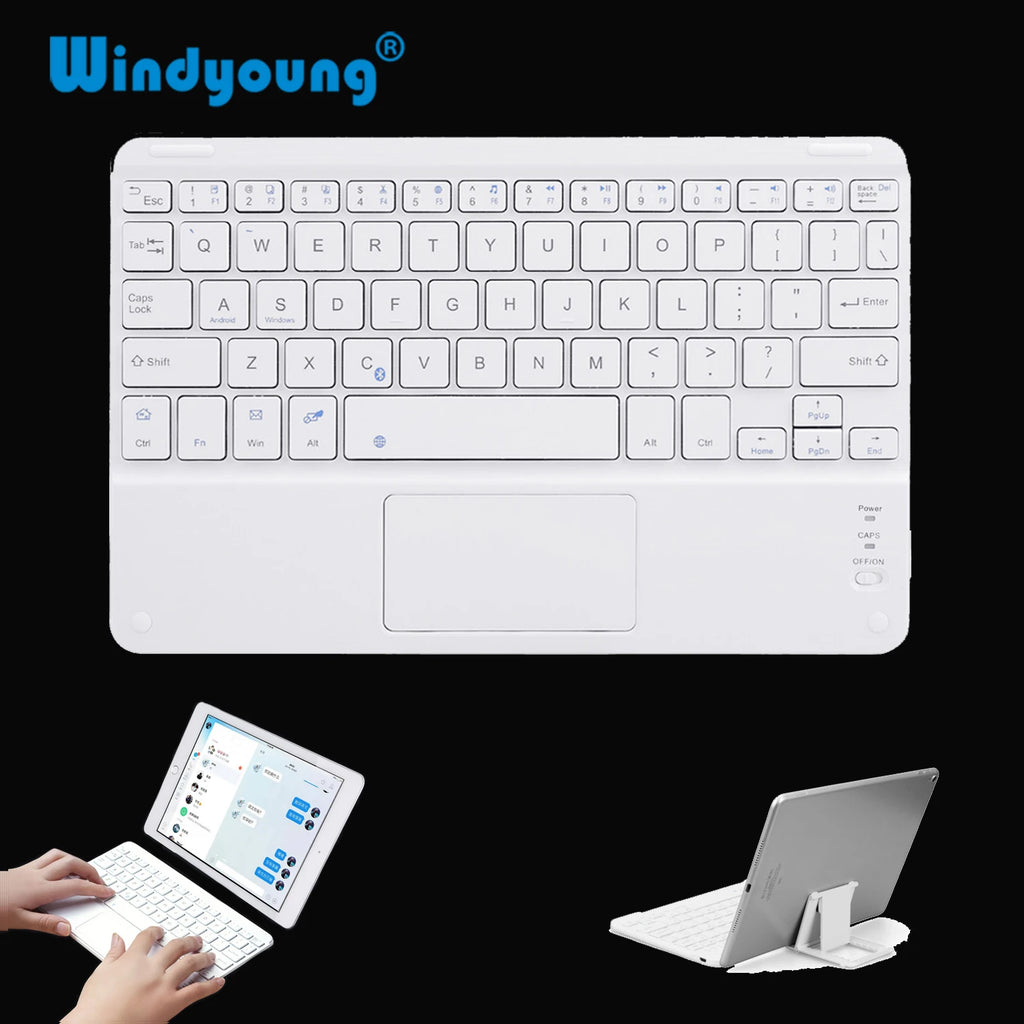 Touchpad Wireless Bluetooth Keyboard With Leather Case for iPad Tablet Phone Universal Portable Mini Wireless Bluetooth Keyboard