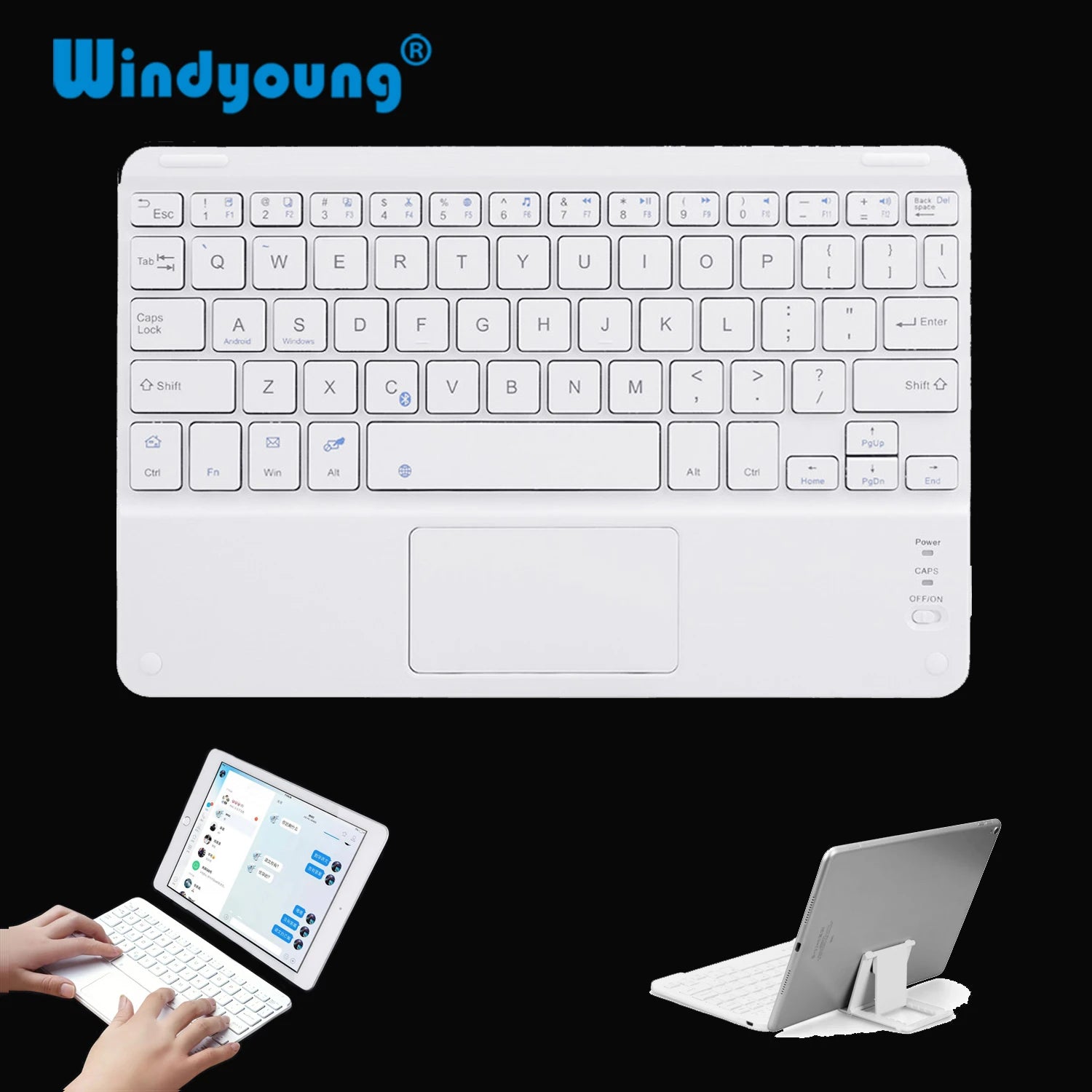 Touchpad Wireless Bluetooth Keyboard With Leather Case for iPad Tablet Phone Universal Portable Mini Wireless Bluetooth Keyboard
