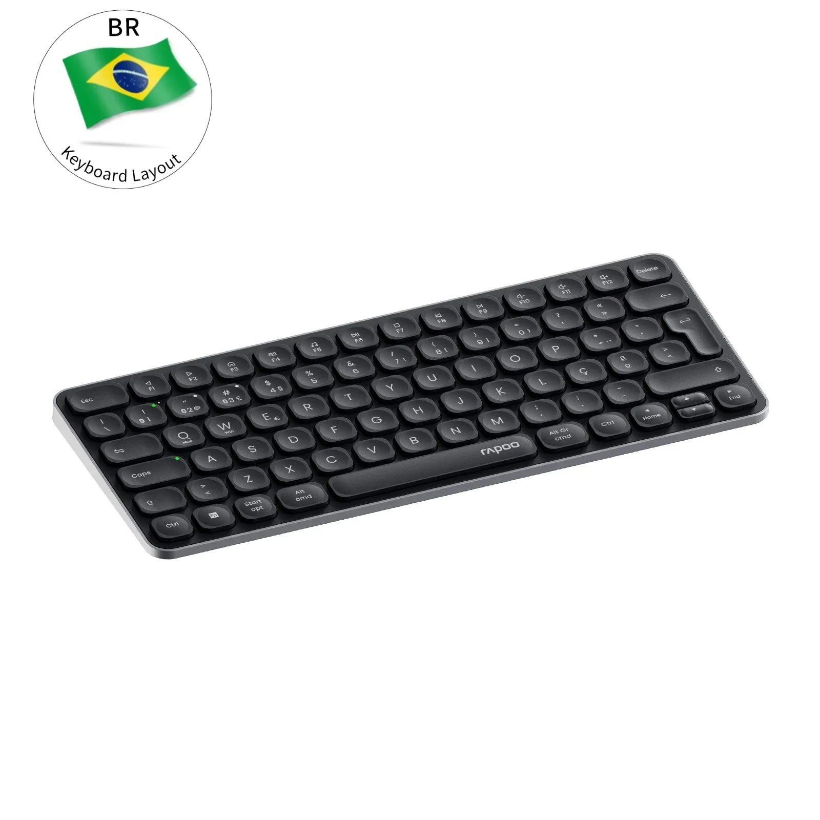 Rapoo E9050L/9010M ABNT2 Portuguese Brazil Multi-Device Bluetooth Wireless Keyboard Black Color with Multimedia Key