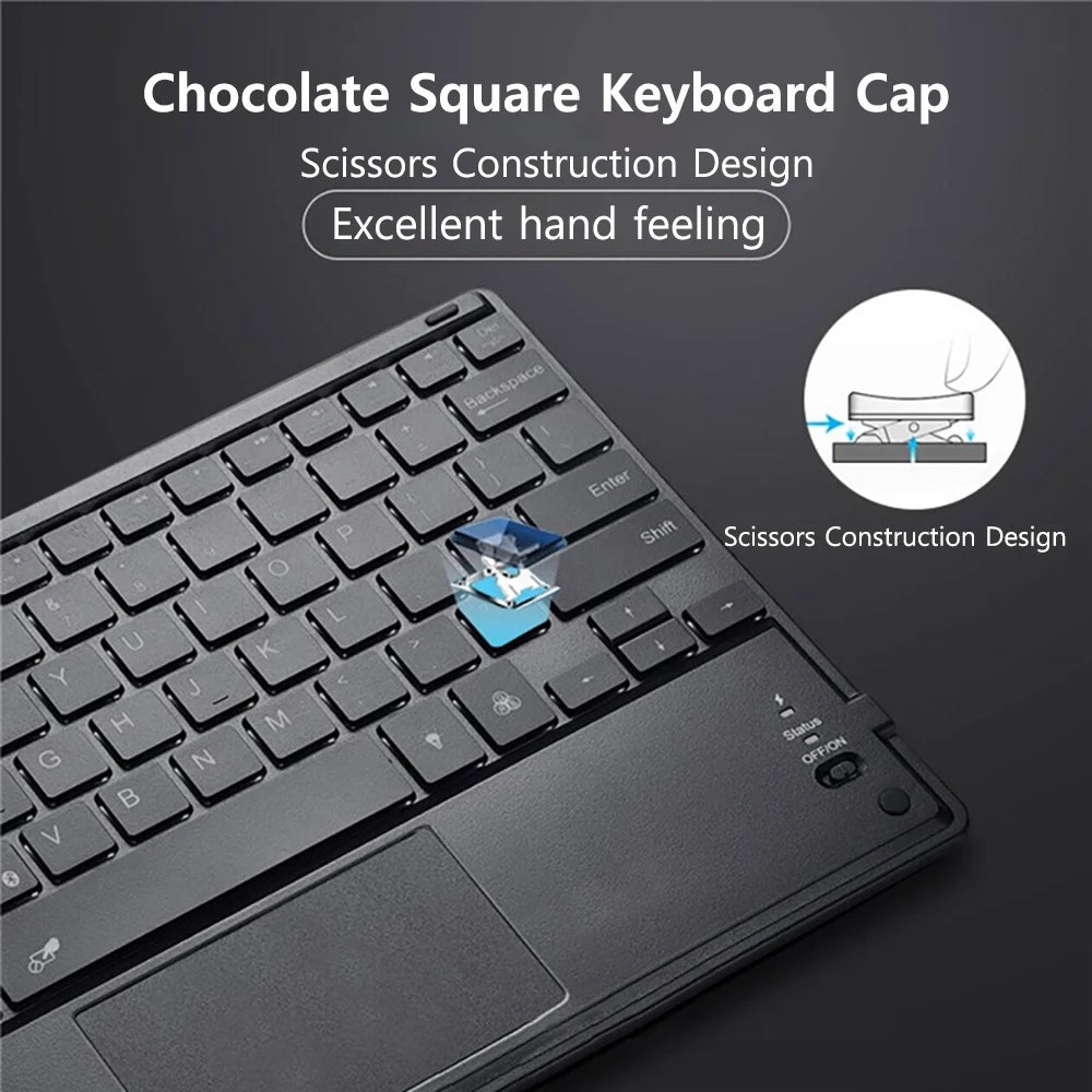 Touchpad Wireless Bluetooth Keyboard With Leather Case for iPad Tablet Phone Universal Portable Mini Wireless Bluetooth Keyboard