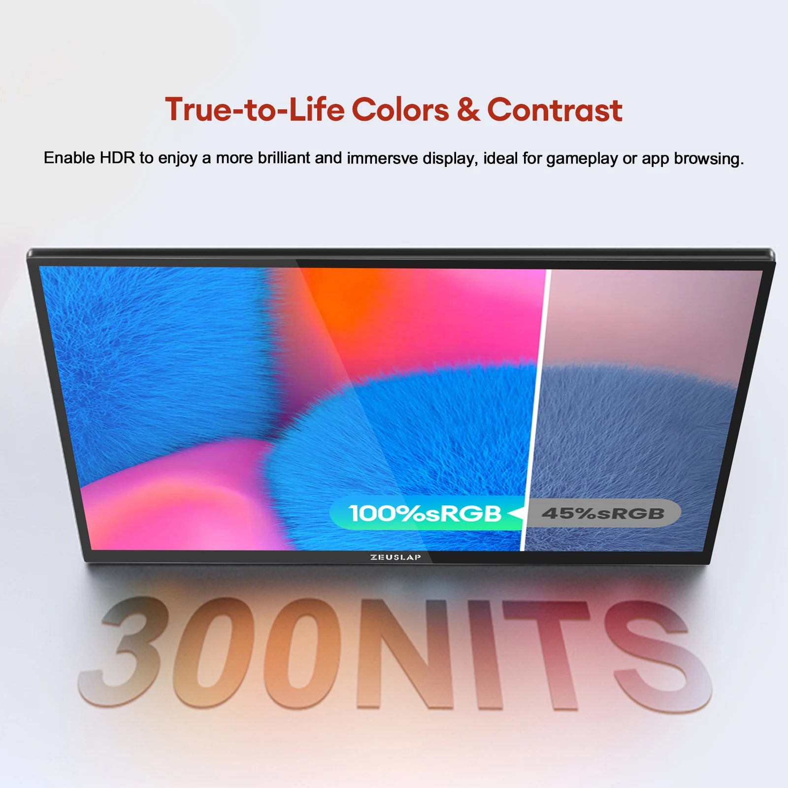 ZEUSLAP 18.5" Touch Screen Portable Monitor 100Hz 100% sRGB With Screen Holder Stand For Laptop Phone Xbox PS4 PS5 Switch