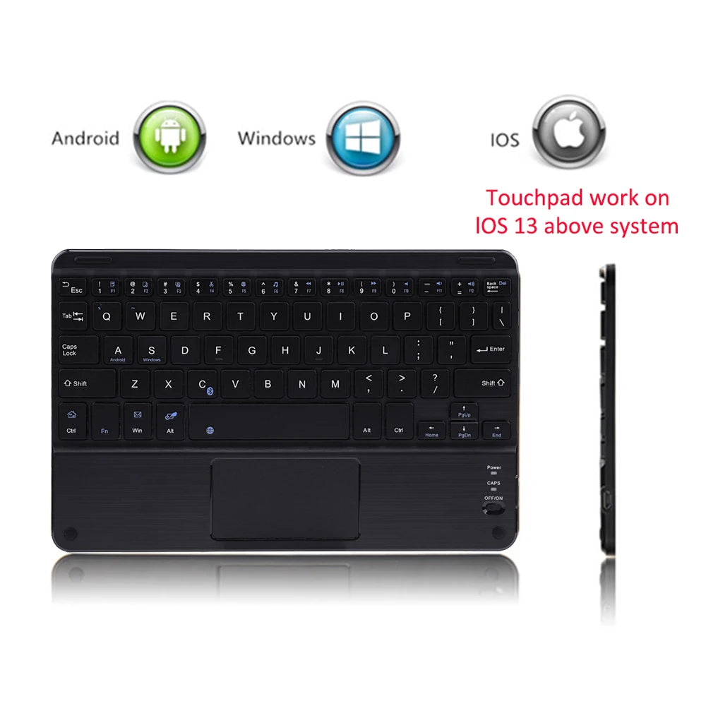 Touchpad Wireless Bluetooth Keyboard With Leather Case for iPad Tablet Phone Universal Portable Mini Wireless Bluetooth Keyboard