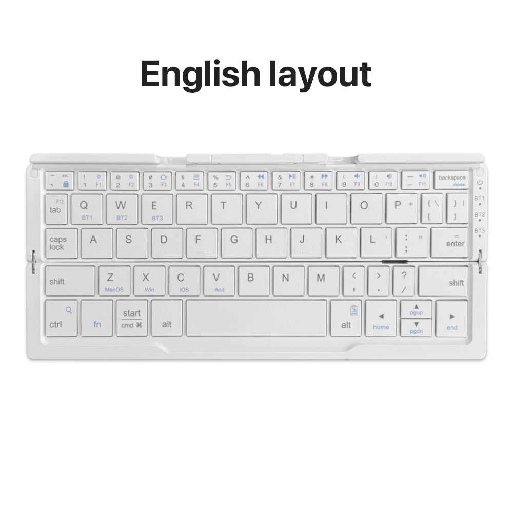 New Mini Folding Bluetooth Keyboard Wireles Keypad Support3 Devices With Stand Rechargeable for Phone Tablet Portuguese Keyboard