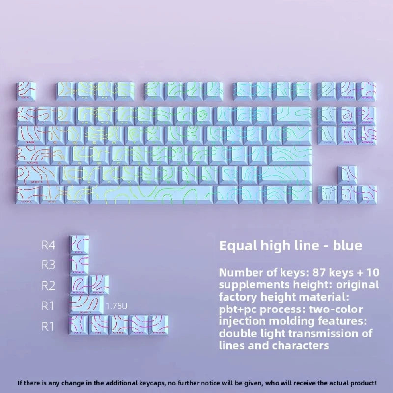 2025 Super Contour PBT Keycaps Side Glow Light Mechanical Keyboard Original Factory Height for 61/68/75/84/87 Keys Game Keyboard
