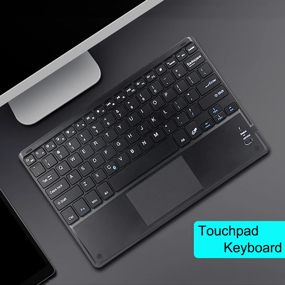 Touchpad Wireless Bluetooth Keyboard With Leather Case for iPad Tablet Phone Universal Portable Mini Wireless Bluetooth Keyboard