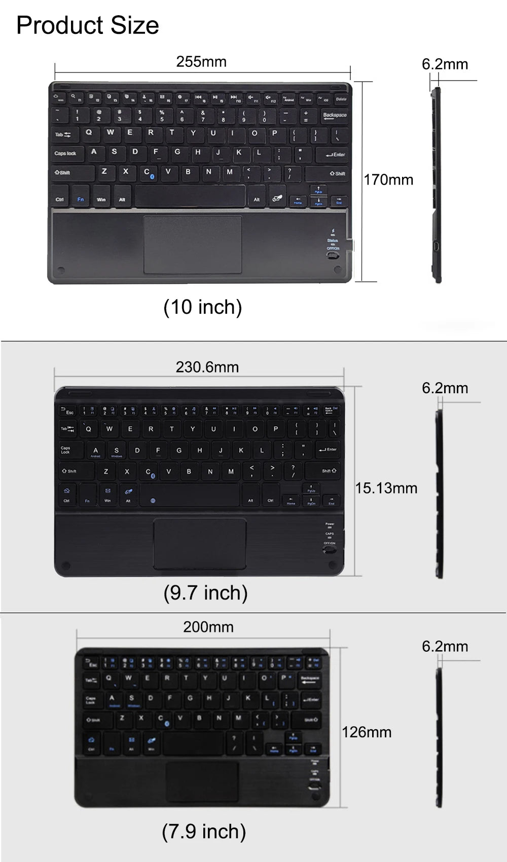 Touchpad Wireless Bluetooth Keyboard With Leather Case for iPad Tablet Phone Universal Portable Mini Wireless Bluetooth Keyboard