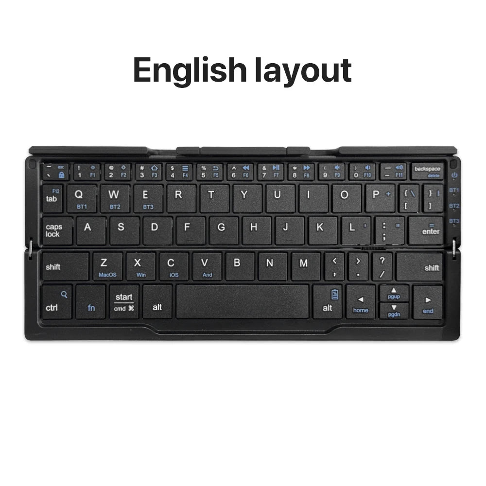 New Mini Folding Bluetooth Keyboard Wireles Keypad Support3 Devices With Stand Rechargeable for Phone Tablet Portuguese Keyboard