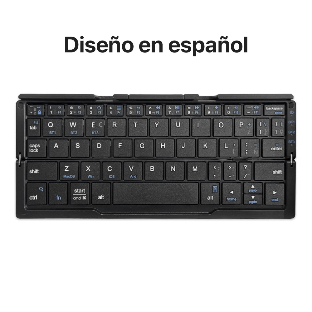 New Mini Folding Bluetooth Keyboard Wireles Keypad Support3 Devices With Stand Rechargeable for Phone Tablet Portuguese Keyboard