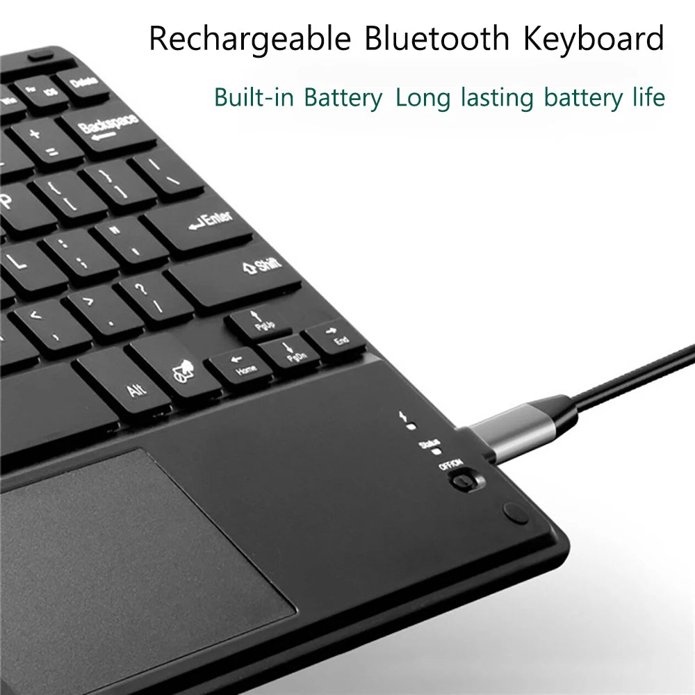 Touchpad Wireless Bluetooth Keyboard With Leather Case for iPad Tablet Phone Universal Portable Mini Wireless Bluetooth Keyboard