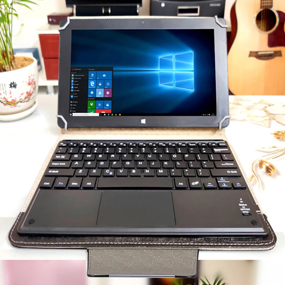 Touchpad Wireless Bluetooth Keyboard With Leather Case for iPad Tablet Phone Universal Portable Mini Wireless Bluetooth Keyboard