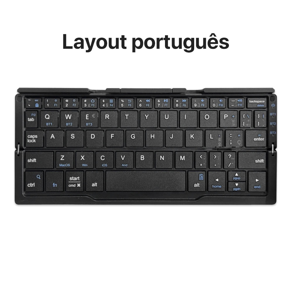 New Mini Folding Bluetooth Keyboard Wireles Keypad Support3 Devices With Stand Rechargeable for Phone Tablet Portuguese Keyboard