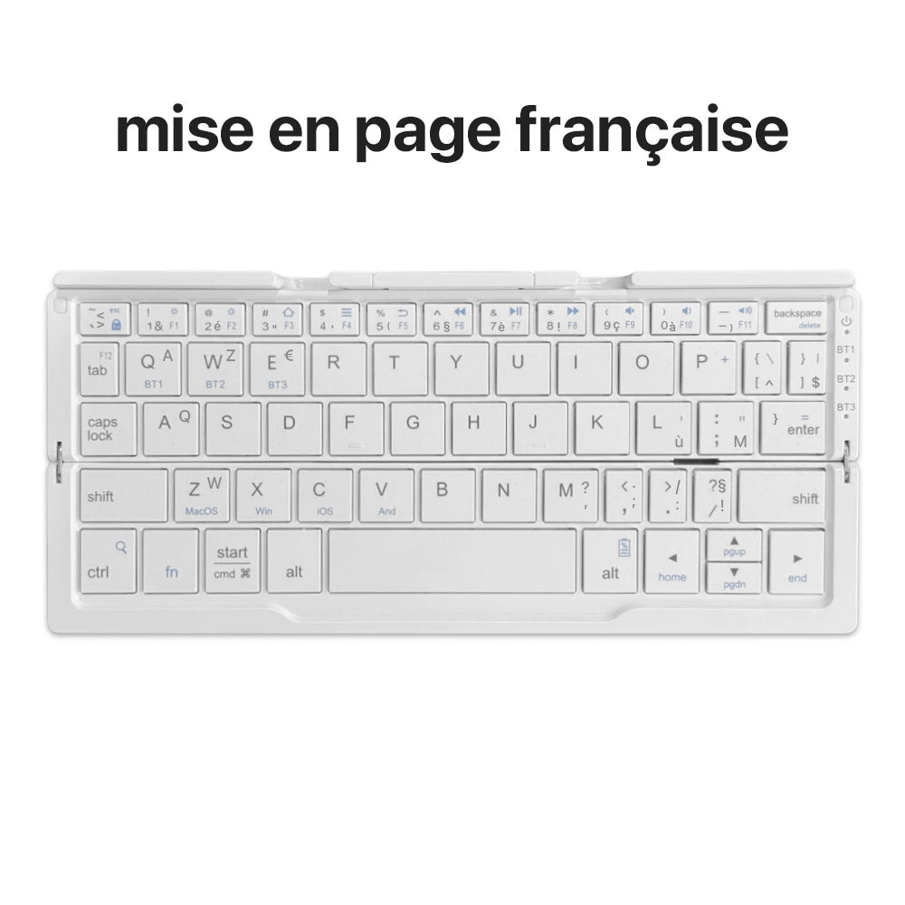 New Mini Folding Bluetooth Keyboard Wireles Keypad Support3 Devices With Stand Rechargeable for Phone Tablet Portuguese Keyboard