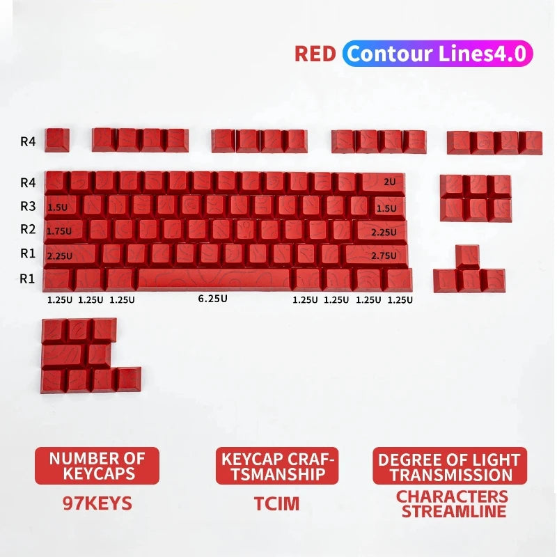 2025 Super Contour PBT Keycaps Side Glow Light Mechanical Keyboard Original Factory Height for 61/68/75/84/87 Keys Game Keyboard