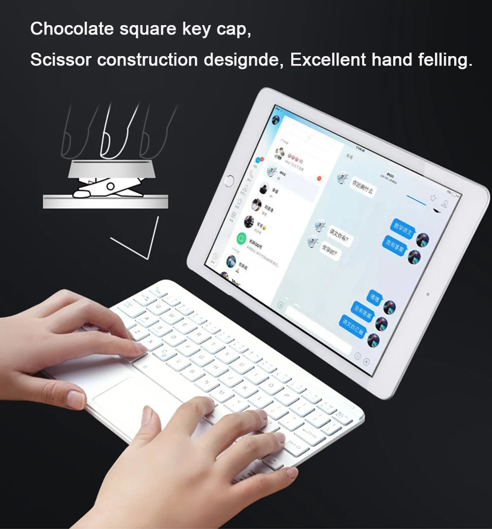 Touchpad Wireless Bluetooth Keyboard With Leather Case for iPad Tablet Phone Universal Portable Mini Wireless Bluetooth Keyboard