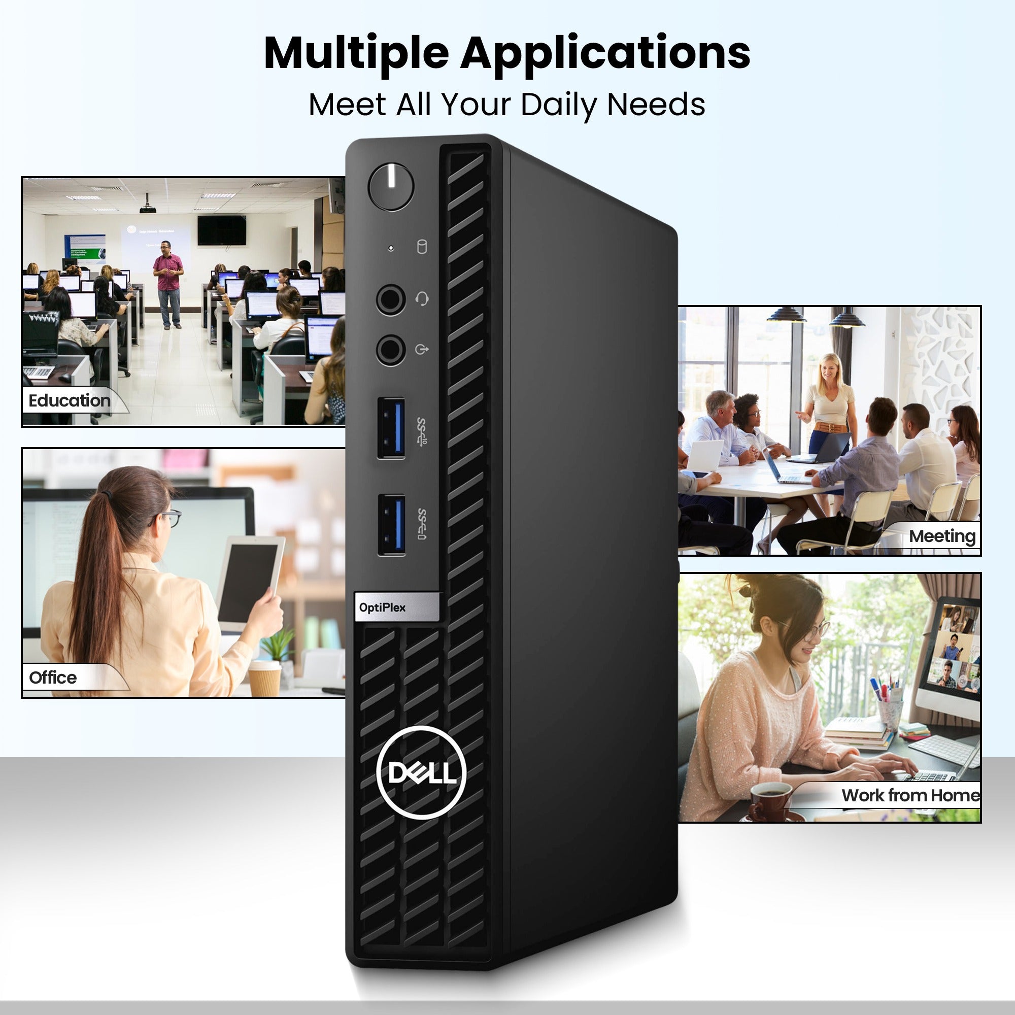 Dell OptiPlex | Tiny Desktop PC Computer | Intel i3-6th | DDR4 RAM | SSD Solid State Drive | Windows 11 Pro | Wi-Fi Adapter | Wired Keyboard & Mouse (Refurbished)